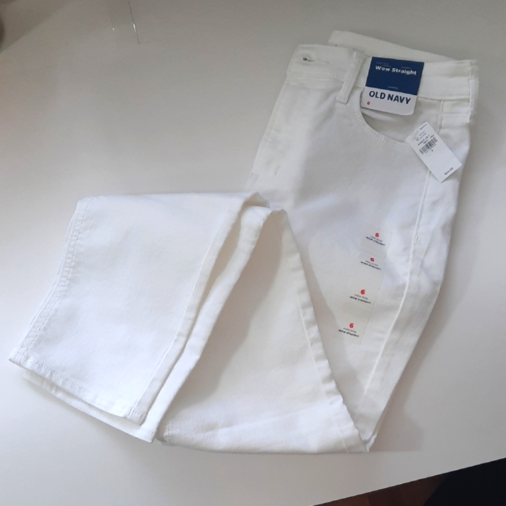Old Navy White Ladies Sz 6 Wow Straight High Rise Jeans